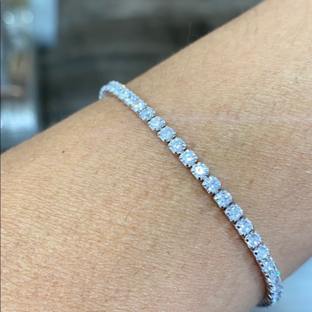 2.5mmSterling Silver Tennis Anklet Bracelet 9” 10” - Picture 5 of 11